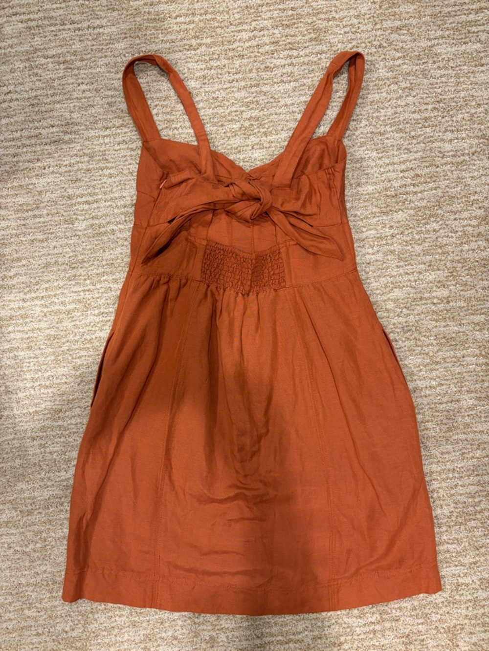 Maeve Button-Front Rust Orange Mini Dress - Picture 4 of 5